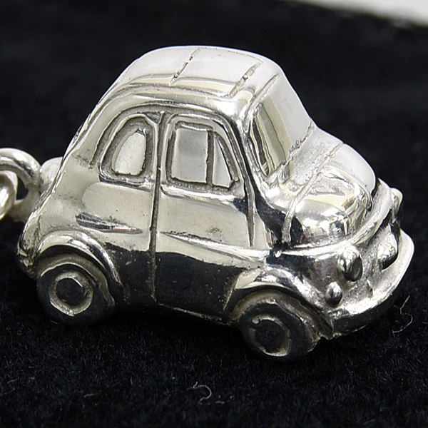 FIAT 500 Sterling Silver Keyring