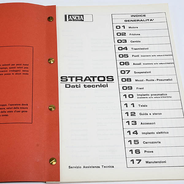 LANCIA STRATOS Technical Data Manual