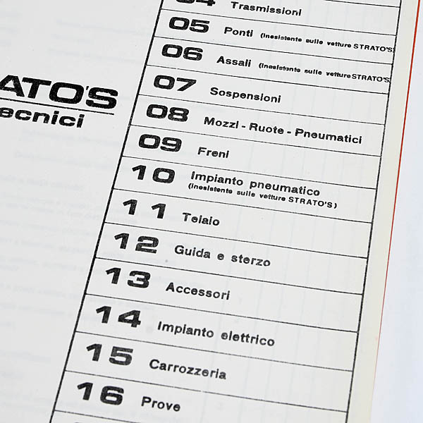 LANCIA STRATOS Technical Data Manual