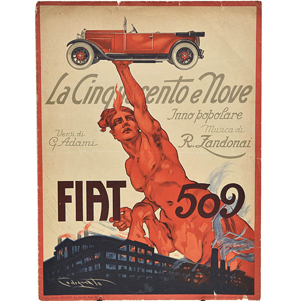 FIAT 509 LA CINQUECENTO E NOVEオリジナルソング楽譜1925年