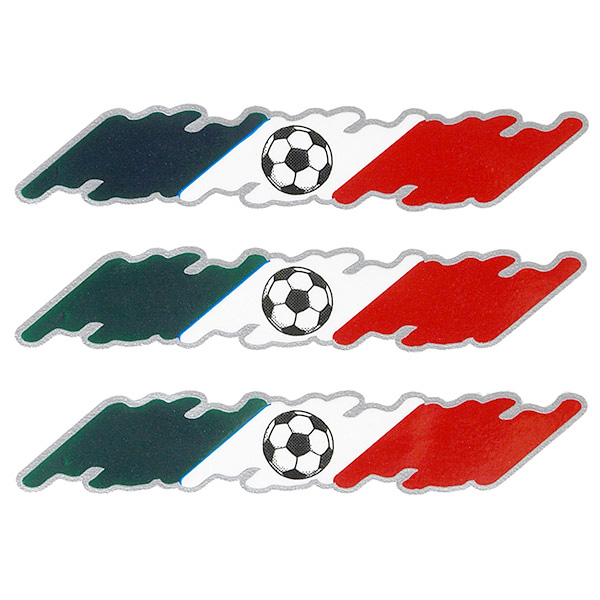 波型イタリア国旗&サッカーボールステッカーセット