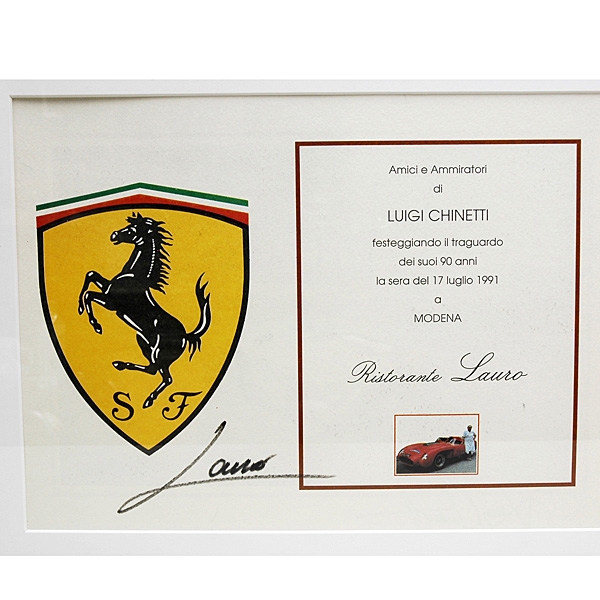 LUIGI CHINETTI 90 ANNI. MENU & NART Emblem with Frame